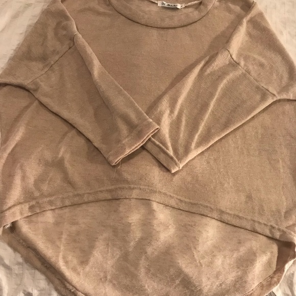 Linen hi/low batwing crew sweater - Picture 2 of 4